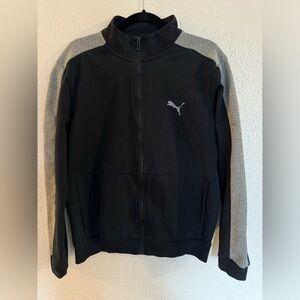 Puma Men's Jacket Zip-Up Athletic Black and Gray Size Med. Mock Neck.Lightweight